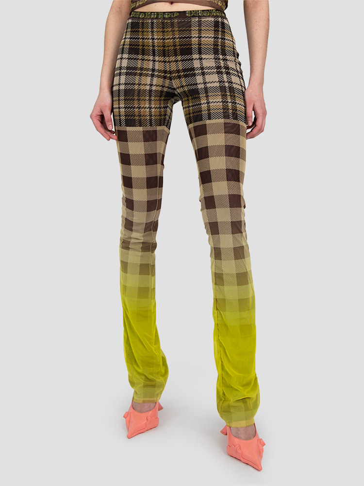 YELLOW PLAID MESH PANTS  오토링거 옐로우 플레이드 메쉬 팬츠 - 아데쿠베