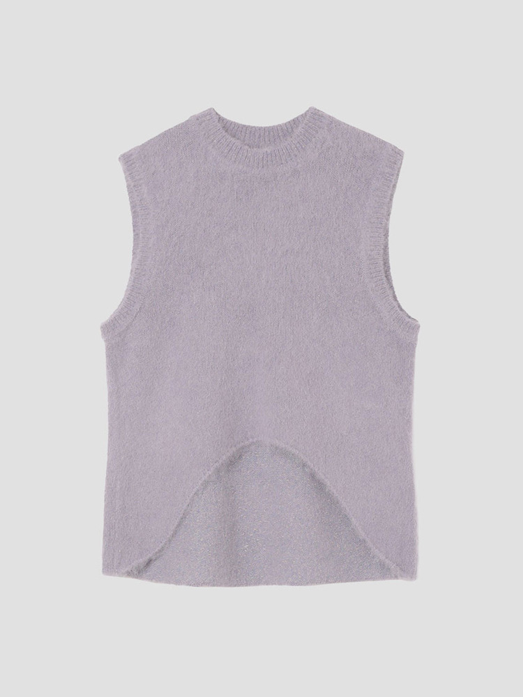 LAVENDER BRUSED ALPACA SLEEVELESS KNITTED TOP  마메 쿠로구치 라벤더 알파카 슬리브리스 니트 탑 - 아데쿠베