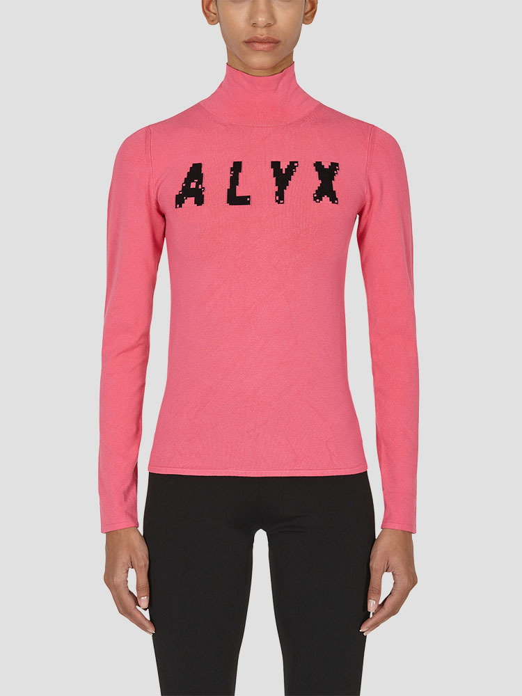 PINK INTARSIA LOGO TURTLENECK  알릭스 핑크 인타르시아 로고 터틀넥 - 아데쿠베