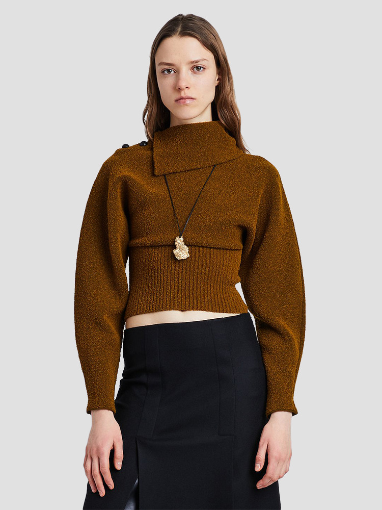 WALNUT WOOL VISCOSE BOUCLE TOP  프로엔자 슐러 월넛 울 비스코스 부클 탑 - 아데쿠베