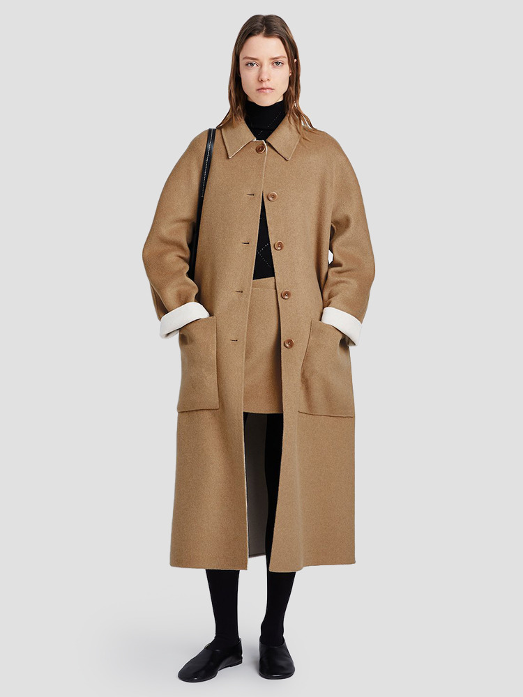 CAMEL OFF WHITE REVERSIBLE DOUBLE FACE COAT  프로엔자 슐러 카멜 오프 화이트 리버서블 코트 - 아데쿠베