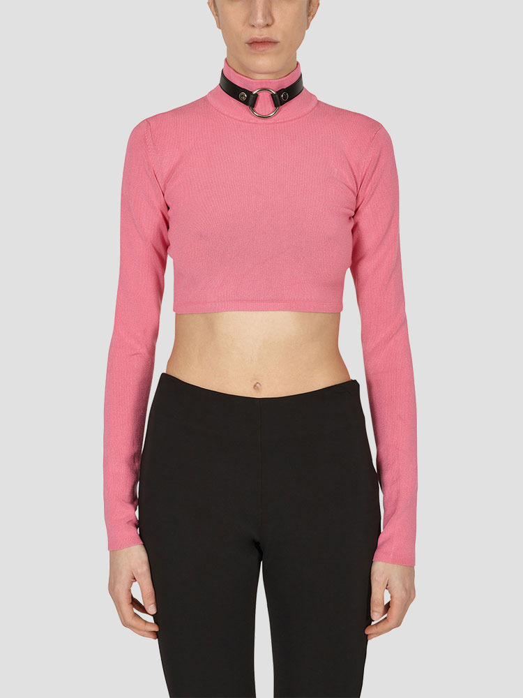 PINK CROPPED KNIT TURTLENECK  알릭스 핑크 크롭 니트 터틀넥 - 아데쿠베