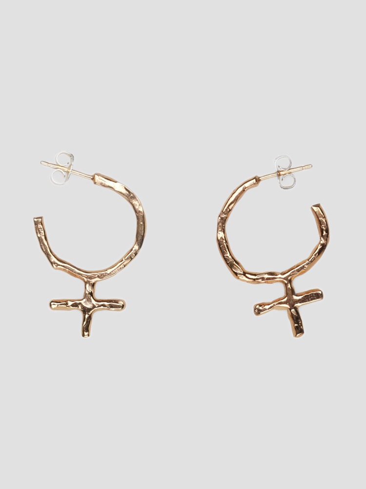 GOLD FEMALE SYMBOL DROP EARRINGS  마틴 로즈 골드 피메일 심볼 드롭 귀걸이 - 아데쿠베