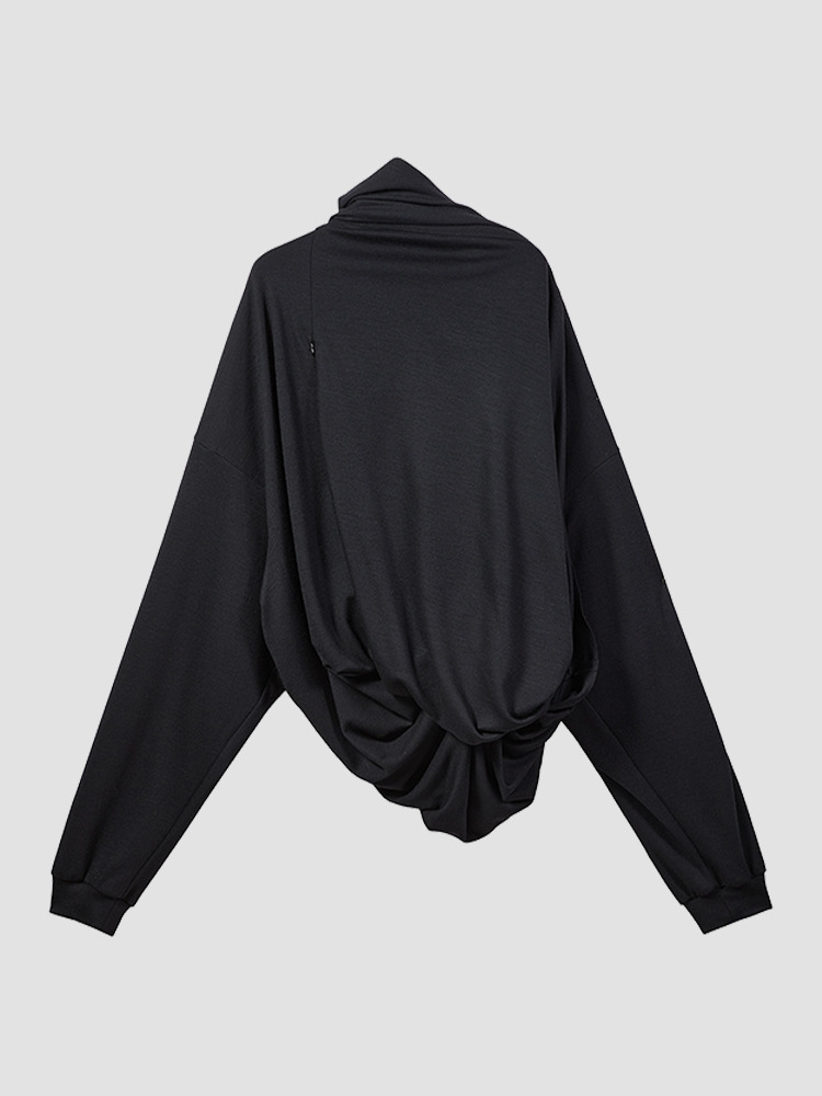 BLACK DRAPED HOODIE  산쿠안즈 블랙 드레이프 후디 - 아데쿠베