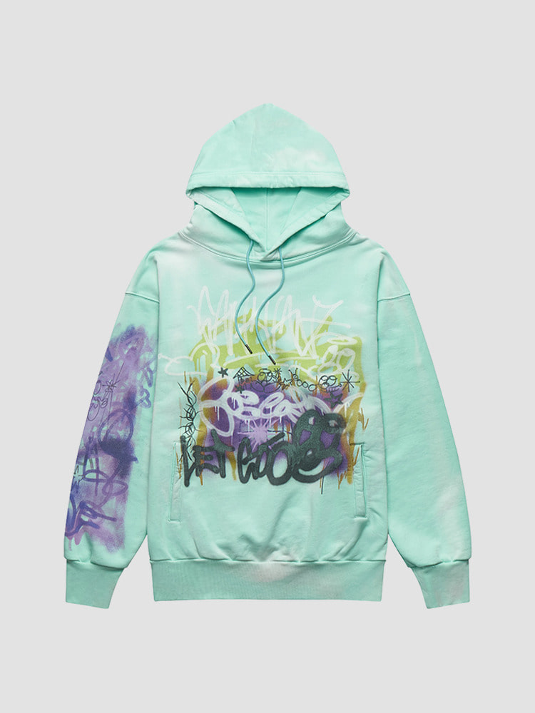 LIGHT GREEN GRAPHIC HOODIE  산쿠안즈 라이트 그린 그래픽 후디 - 아데쿠베