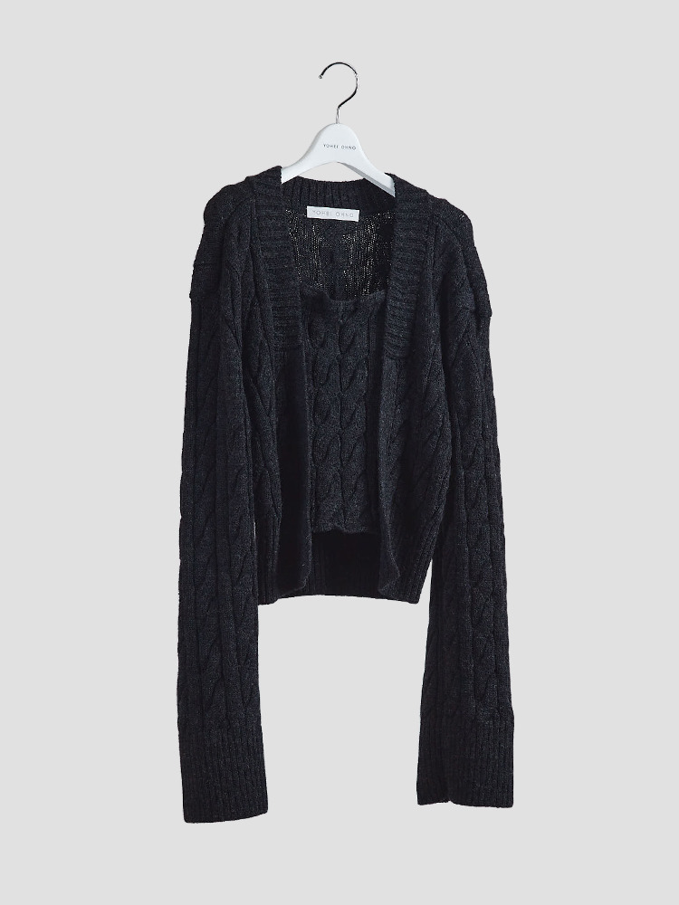 BLACK STOMACHER TILDEN SWEATER  요헤이 오노 블랙 스토마커 틸든 스웨터 - 아데쿠베