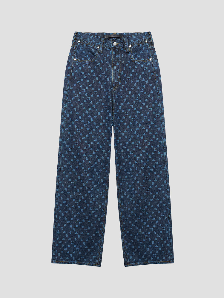 BLUE GRAPHIC DENIM PANTS  산쿠안즈 블루 그래픽 데님 팬츠 - 아데쿠베