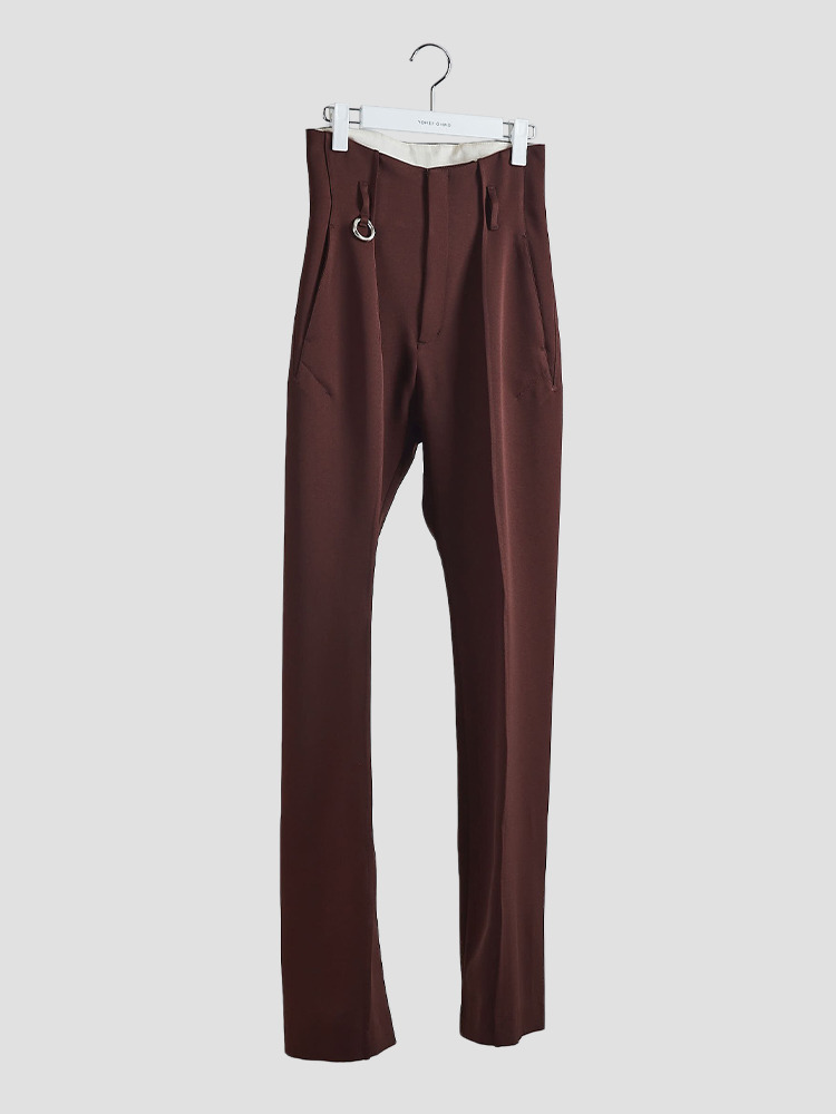 BROWN OUR BASIC HIGH WAIST STRAIGHT PANTS  요헤이 오노 브라운 아워 베이직 하이 웨이스트 스트레이트 팬츠 - 아데쿠베