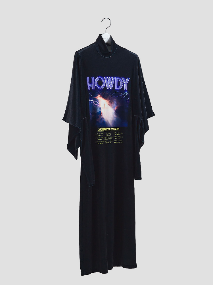 HOWDY BAND TEE VELOUR DRESS  요헤이 오노 하우디 브랜드 티 벨루어 드레스 - 아데쿠베