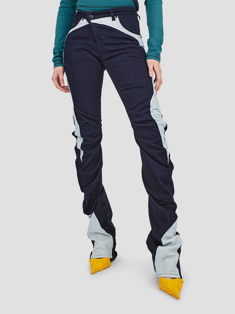 MULTI DRAPE TRIPLE DENIM PANTS  오토링거 멀티 드레이프 트리플 데님 팬츠 - 아데쿠베