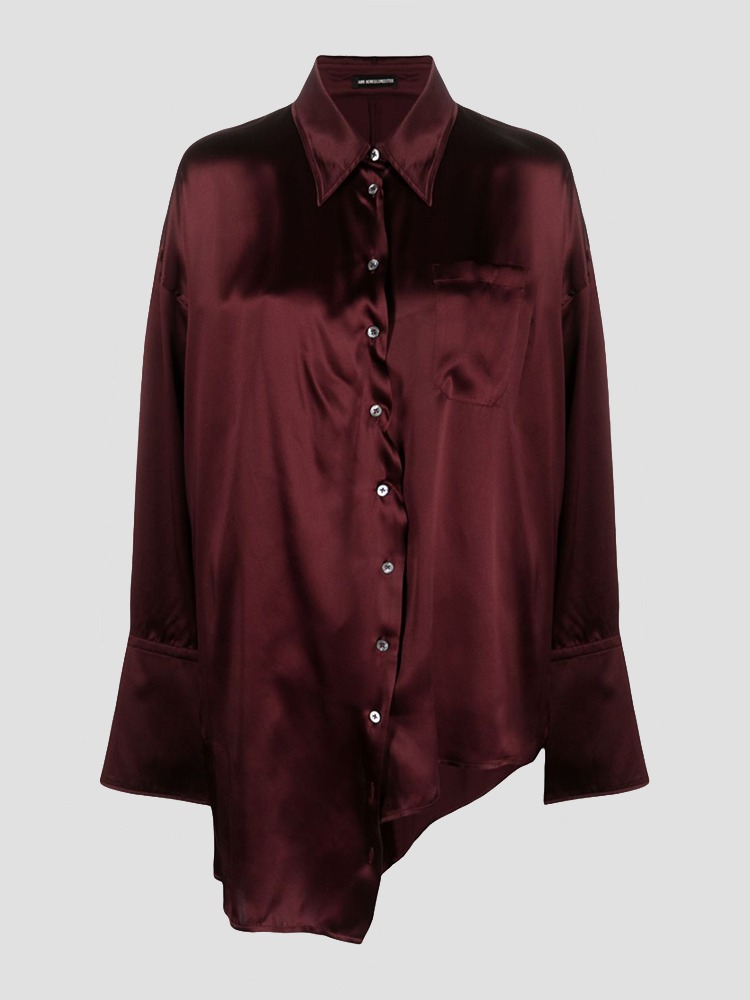 BURGUNDY JOTIE DROPPED SHOULDER SHIRT  앤 드뮐미스터 버건디 요티 드롭 숄더 셔츠 - 아데쿠베