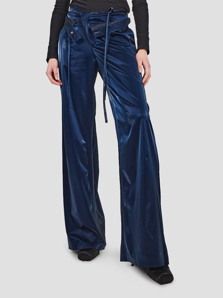 NIGHT BLUE DOUBLE WAISTBAND SUIT TROUSERS  오토링거 나이트 블루 더블 웨이스트밴드 수트 트라우저 - 아데쿠베