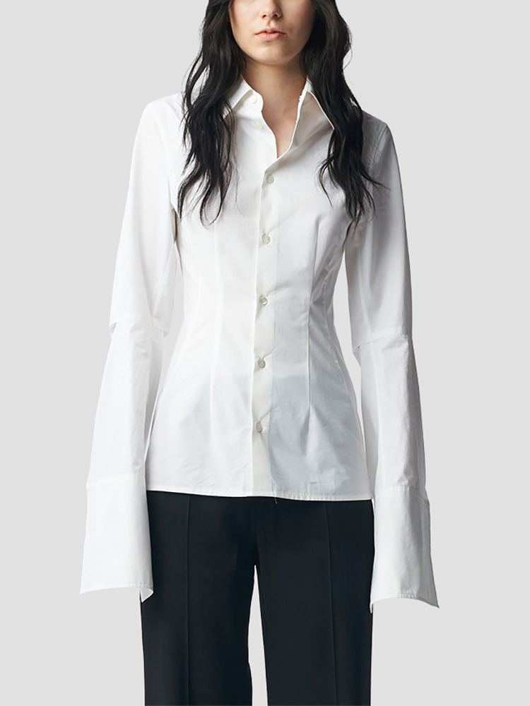 WHITE GRACIENNE FITTED SHIRT  앤 드뮐미스터 화이트 그라시엔느 핏 셔츠 - 아데쿠베