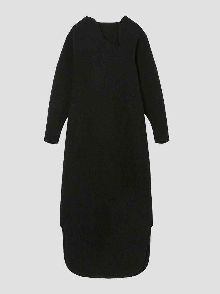 BLACK CASHMERE FRILLED KNITTED DRESS  마메 쿠로구치 블랙 캐시미어 프릴 니트 드레스 - 아데쿠베