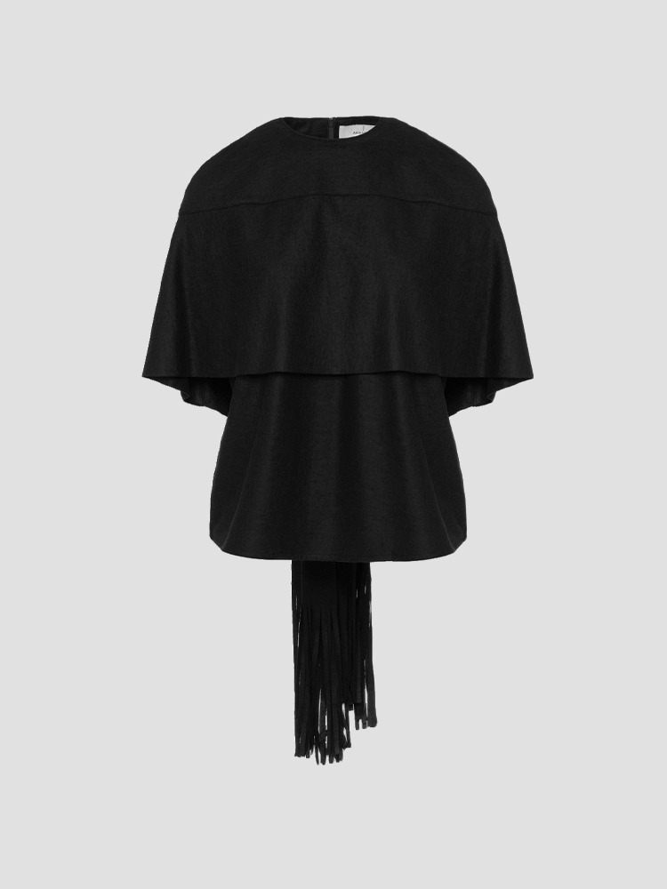 BLACK RAITA FRINGE PANEL PULLOVER  아키라나카 블랙 라이타 프린지 패널 풀오버 - 아데쿠베