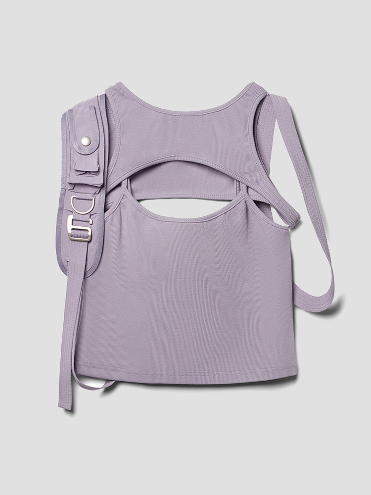 LAVENDER SHOULDER HARNESS TANK TOP  프라이빗 폴리시 라벤더 숄더 하네스 탱크 탑 - 아데쿠베