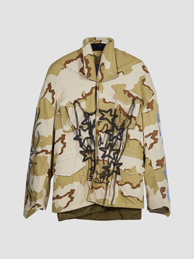 BEIGE CAMO PATTERN JACKET  산쿠안즈 베이지 카모 패턴 자켓 - 아데쿠베