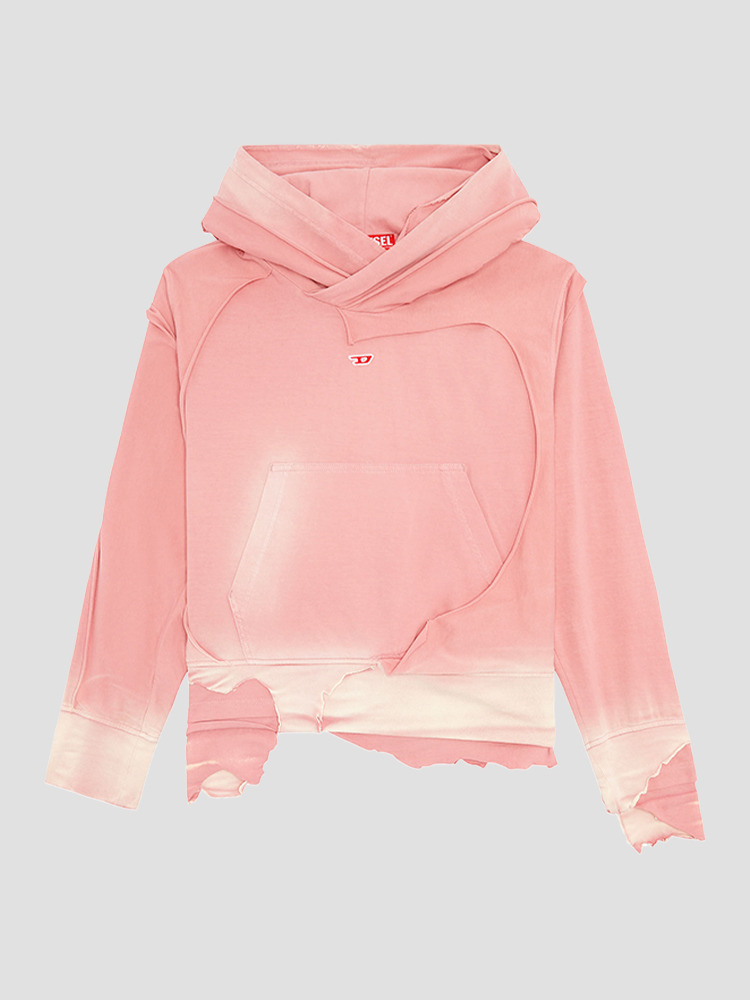 PINK MAITE DESTROYED HOODIE  디젤(DIESEL) 핑크 디스트로이드 후디 - 아데쿠베