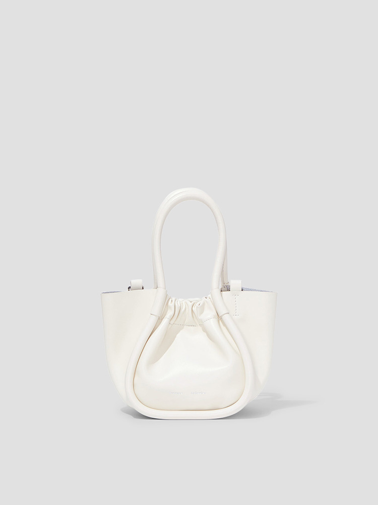 IVORY EXTRA SMALL RUCHED TOTE BAG  프로엔자 슐러 아이보리 엑스트라 스몰 러치드 토트 백 - 아데쿠베