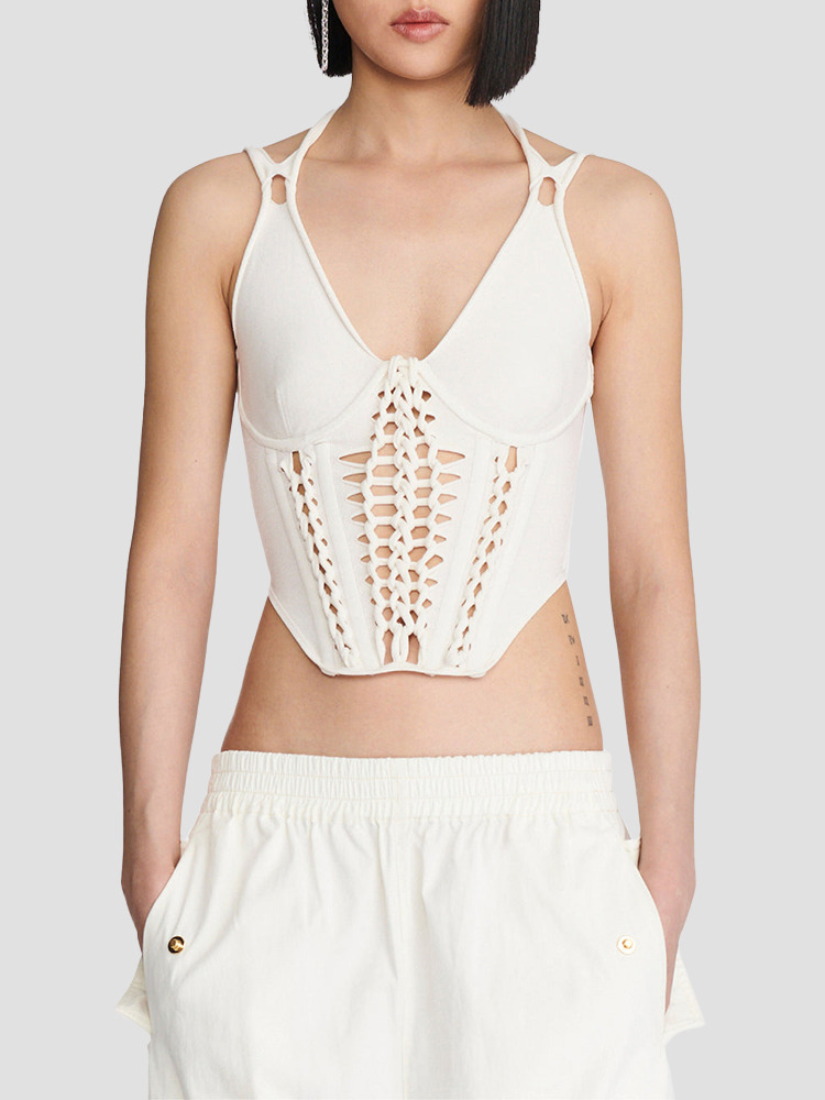 IVORY BRAIDED CORSET  디온 리(DION LEE) 아이보리 브레이드 코르셋 - 아데쿠베