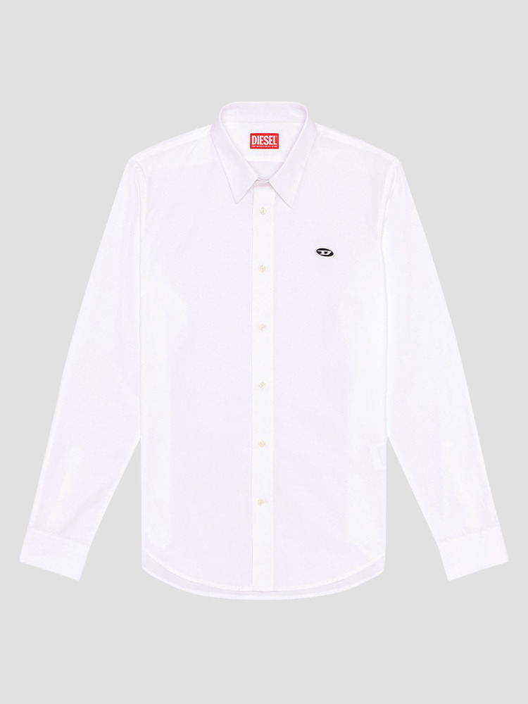 WHITE BENNY OVAL D PATCH SHIRT  디젤(DIESEL) 화이트 패치 셔츠 - 아데쿠베