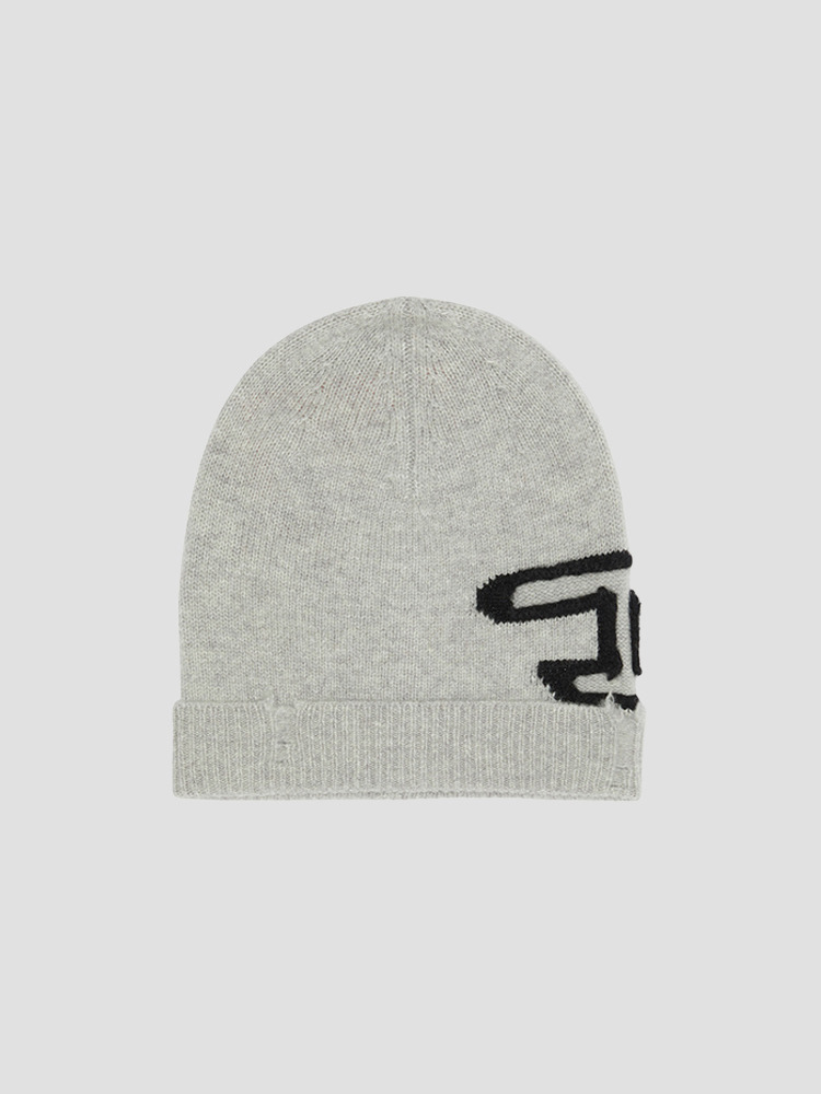 GRAY PEEL-OFF LOGO WOOL BEANIE  디젤(DIESEL) 그레이 로고 울 비니 - 아데쿠베