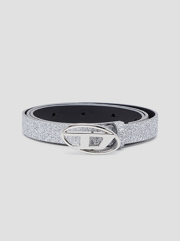 SILVER B-1DR SLIM GLITTERY BELT  디젤(DIESEL) 실버 슬림 글리터리 벨트 - 아데쿠베