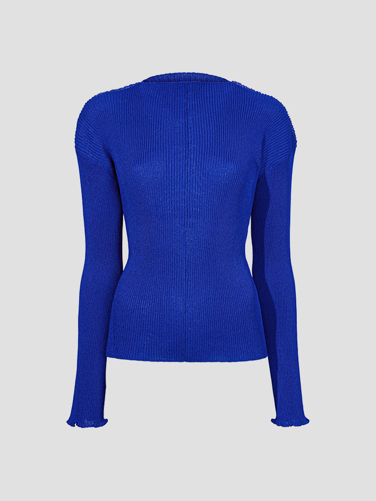 COBALT GAUZE VISCOSE KNIT CAMILLE TOP  프로엔자 슐러 코발트 니트 카밀 탑 - 아데쿠베