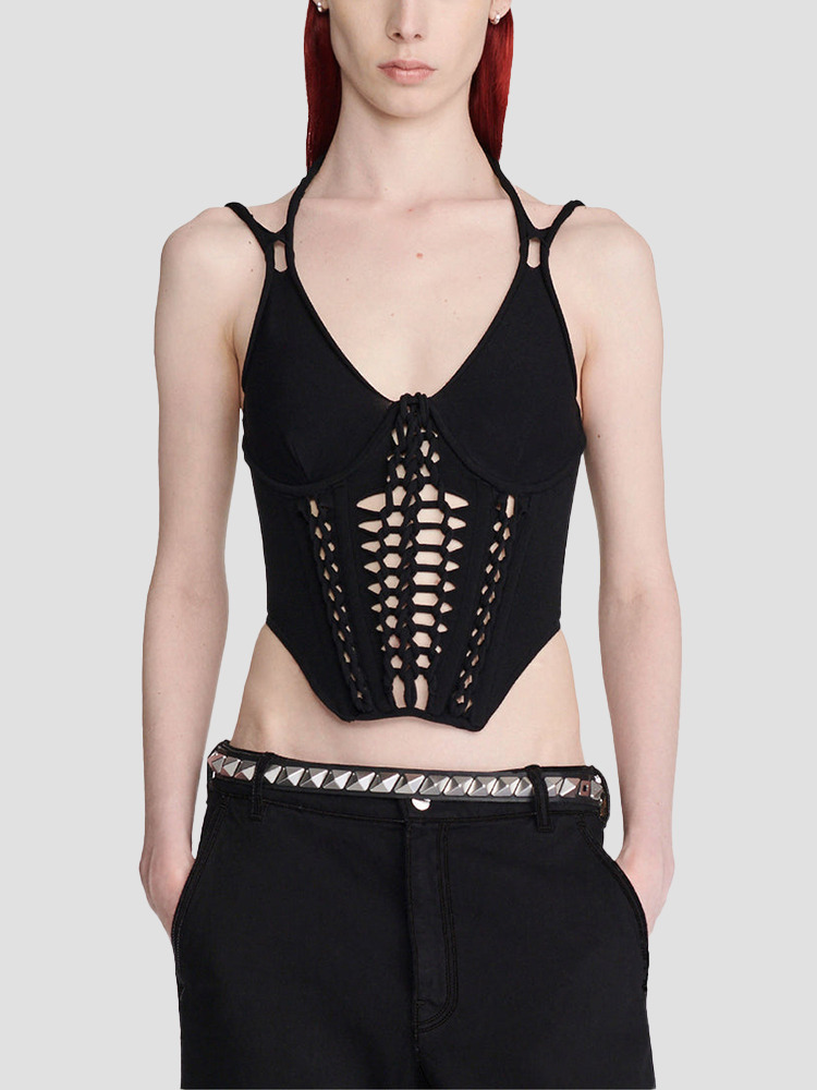 BLACK BRAIDED CORSET  디온 리(DION LEE) 블랙 브레이드 코르셋 - 아데쿠베