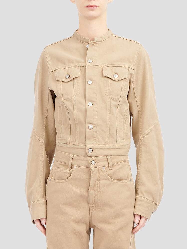 CAMEL COLLARLESS COTTON JACKET  MM6 카멜 칼라리스 코튼 자켓 - 아데쿠베