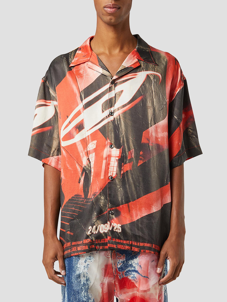 RED S-HOCKNEY-POSTER SHIRT  디젤(DIESEL) 레드 호크니 포스터 셔츠 - 아데쿠베