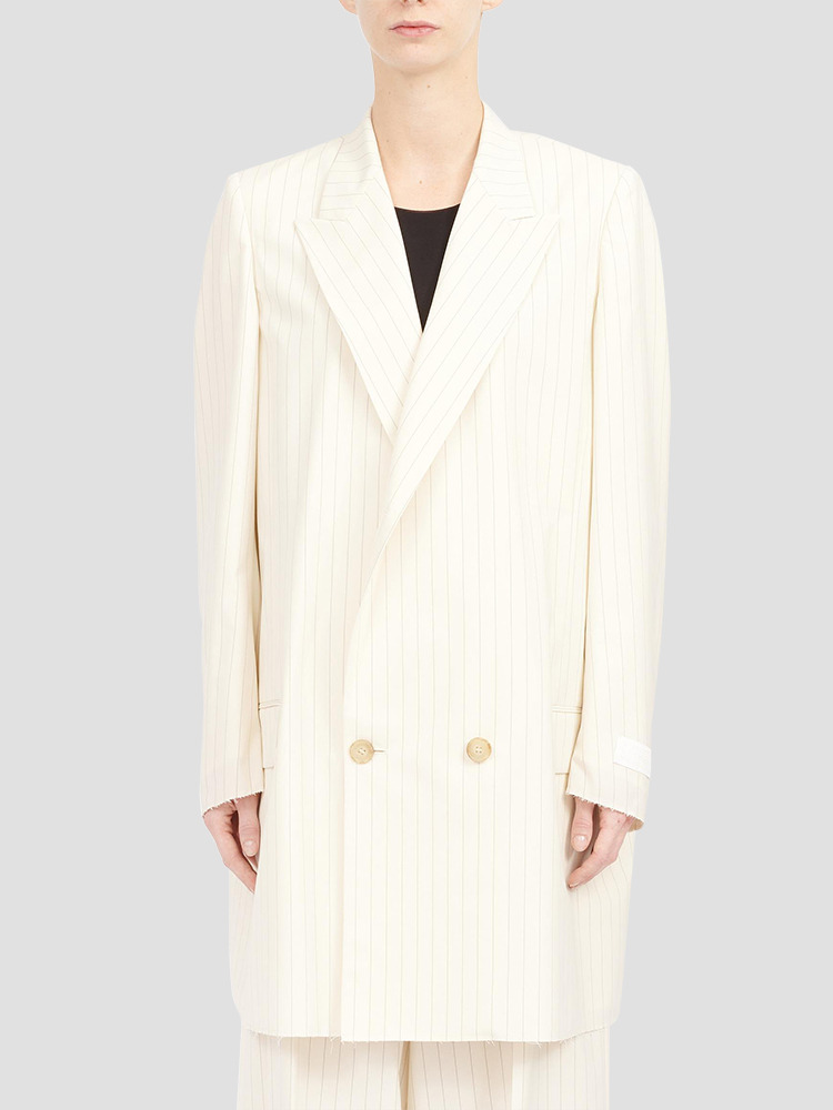 OFF WHITE BLACK PINSTRIPE JACKET  MM6 오프 화이트 블랙 핀스트라이프 자켓 - 아데쿠베