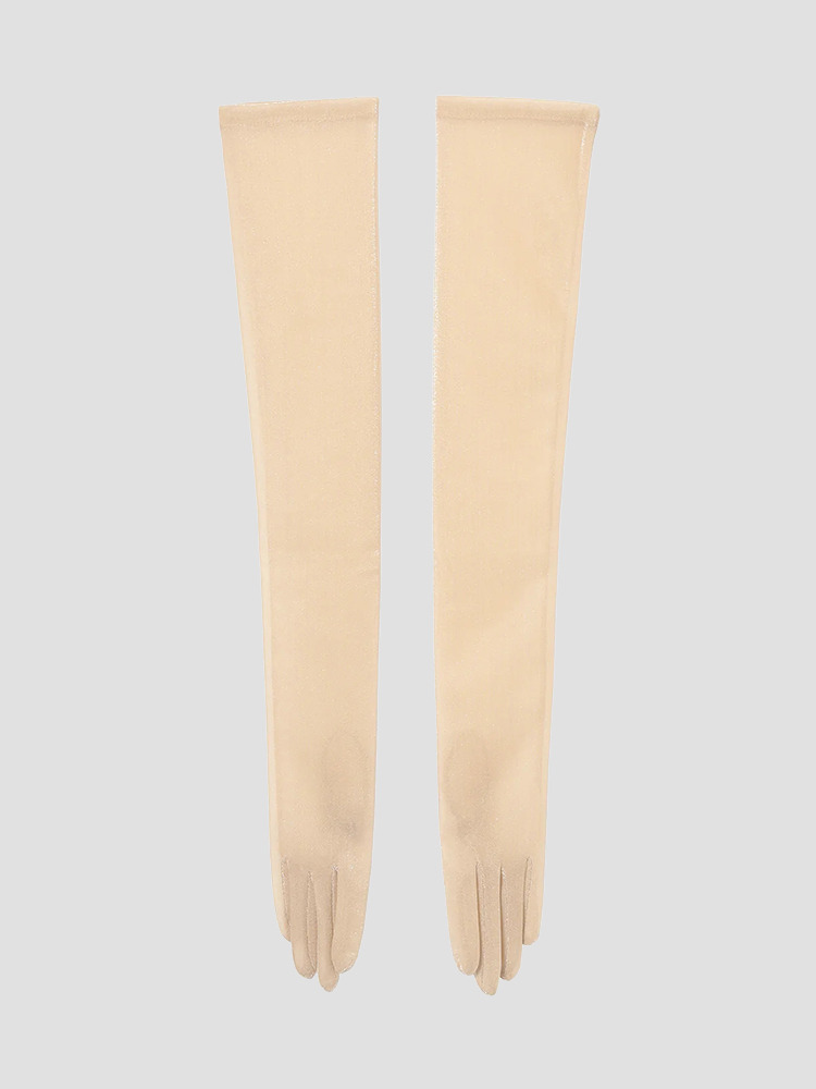 BEIGE LAME EVENING GLOVES  마메 쿠로구치 베이지 라메 이브닝 글러브 - 아데쿠베