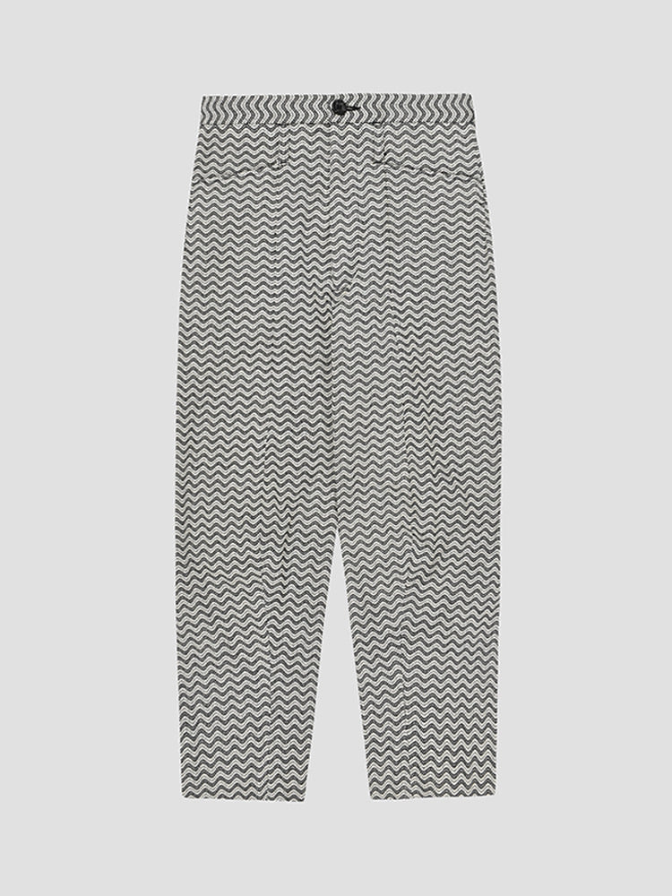 BLACK WHITE WAVE SASHIKO 3D TROUSERS  코자부로 블랙 화이트 웨이브 사시코 3D 팬츠 - 아데쿠베