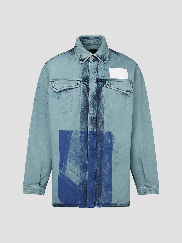 FADED TEAL BLEACHED OVERDYED SHIRT  ACW(어콜드월) 어콜드월 페이드 틸 오버다이 셔츠 - 아데쿠베