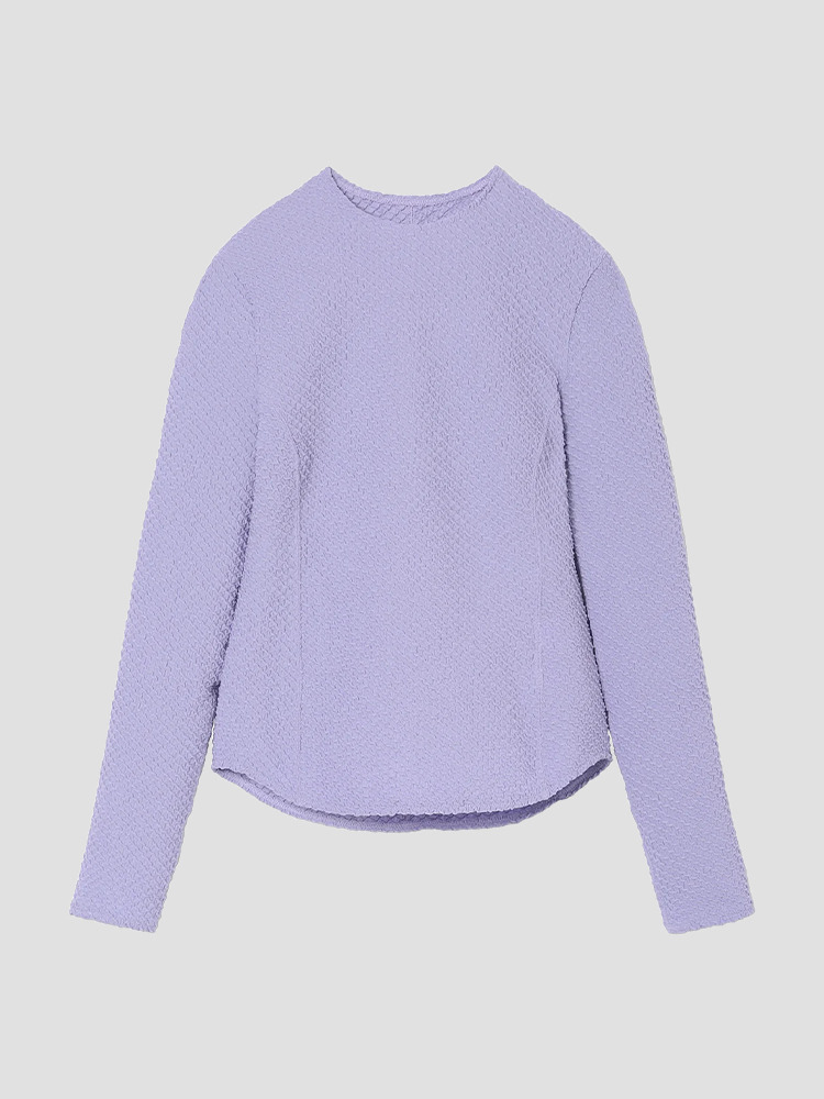 PURPLE SHIRRING JACQUARD TOP  마메 쿠로구치 퍼플 시어링 자카드 탑 - 아데쿠베