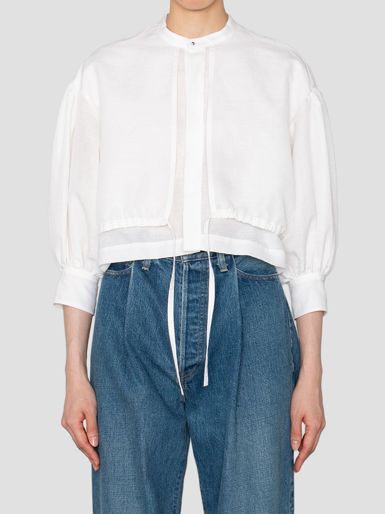 WHITE C/L BALLOON SLEEVE BLOUSE  하이크(HYKE) 화이트 벌룬 슬리브 블라우스 - 아데쿠베