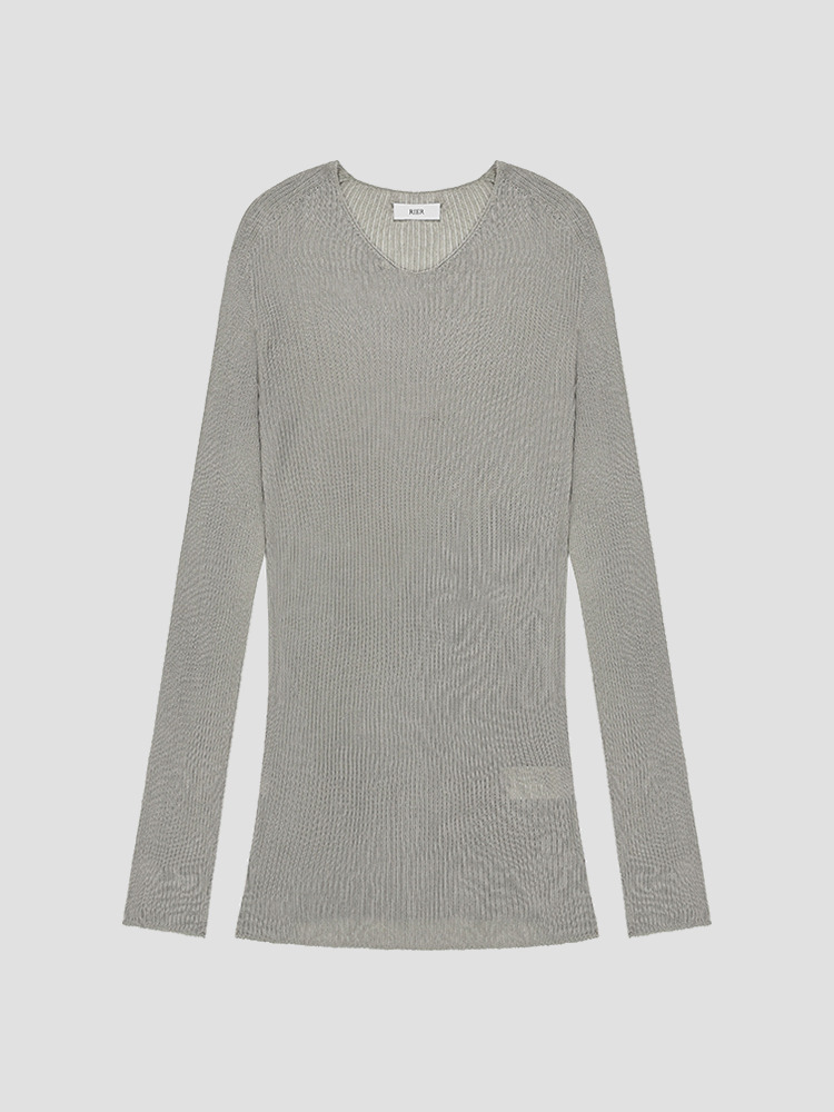 FLAX LONGSLEEVES RIBBED TOP  리에르(RIER) 플랙스 롱 슬리브 립 탑 - 아데쿠베