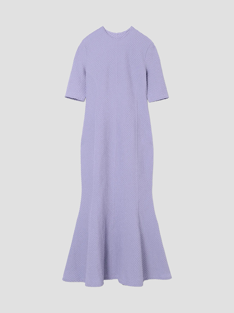 PURPLE SHIRRING JACQUARD MERMAID DRESS  마메 쿠로구치 퍼플 시어링 자카드 머메이드 드레스 - 아데쿠베