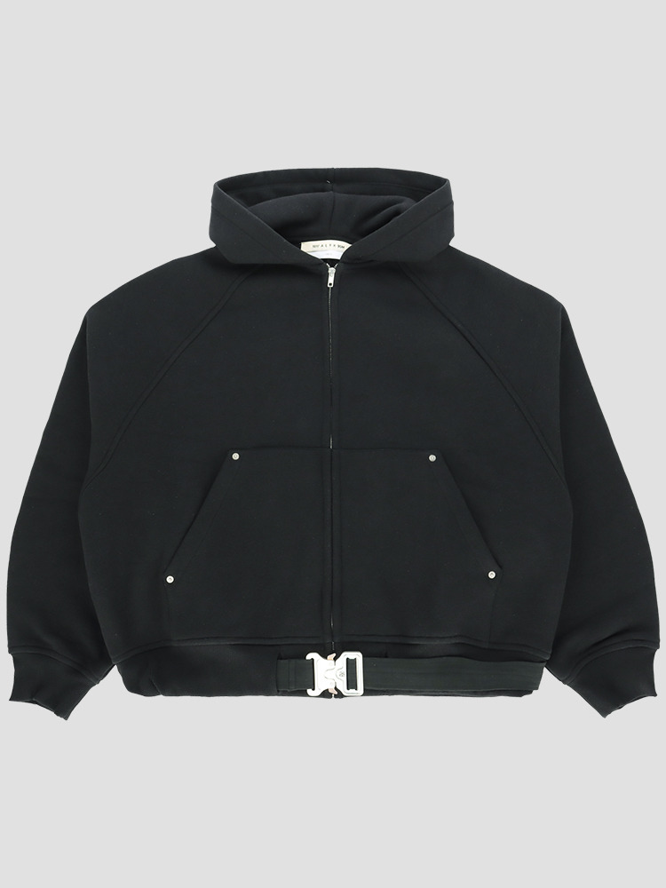 BLACK BELTED BUCKLE ZIP HOODIE JUMPER  알릭스 블랙 벨트 버클 지퍼 후디 점퍼 - 아데쿠베