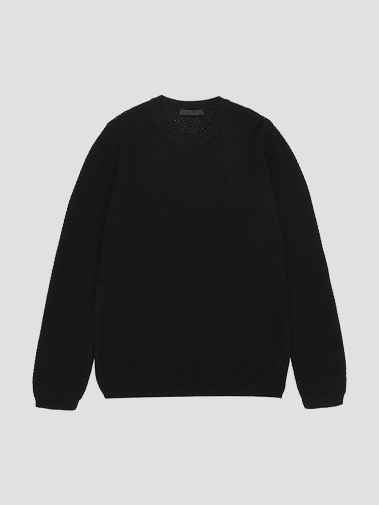 BLACK CASHMERE MESH PULLOVER  3MAN 블랙 캐시미어 메쉬 풀오버 - 아데쿠베