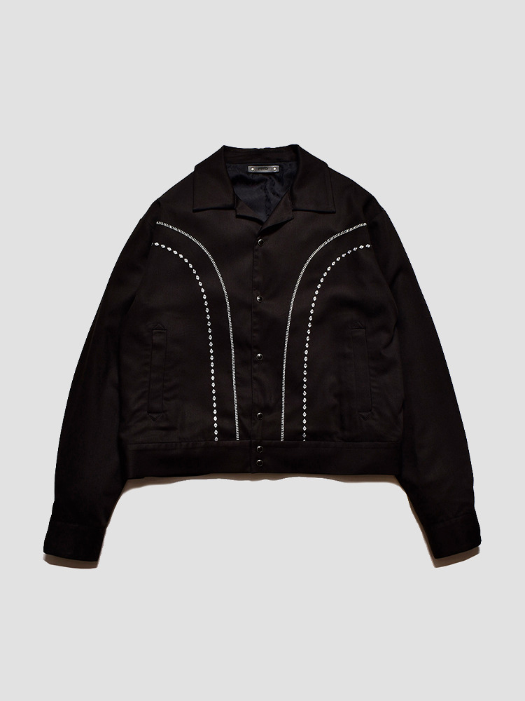 BLACK R.EMBROIDERY WESTERN JACKET  마인데님 블랙 자수 웨스턴 자켓 - 아데쿠베