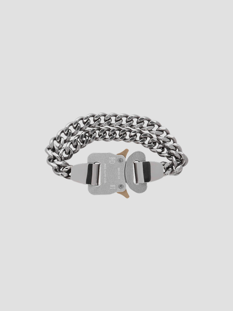 SILVER DOUBLE CHAIN BUCKLE BRACELET  알릭스 실버 더블 체인 버클 팔찌 - 아데쿠베