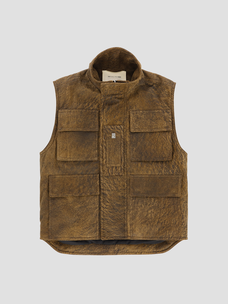 TAN LEATHER CARGO VEST  알릭스 탄 레더 카고 베스트 - 아데쿠베