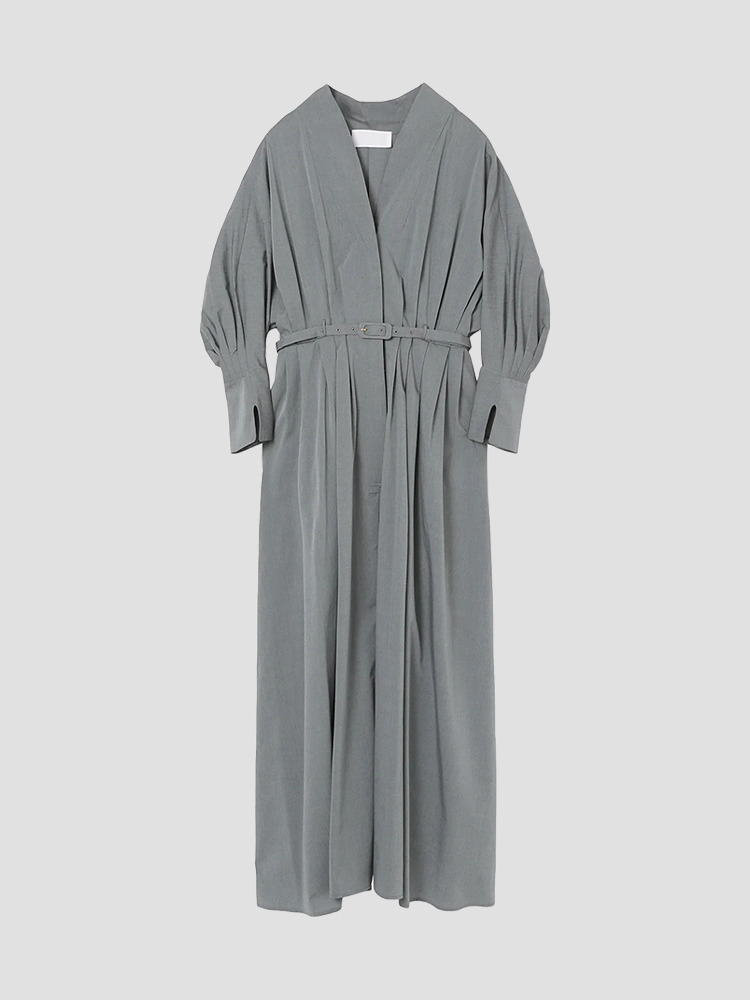 GREY CHAMBRAY TUCKED SHIRT DRESS  마메 쿠로구치 그레이 샴브레이 턱 셔츠 드레스 - 아데쿠베