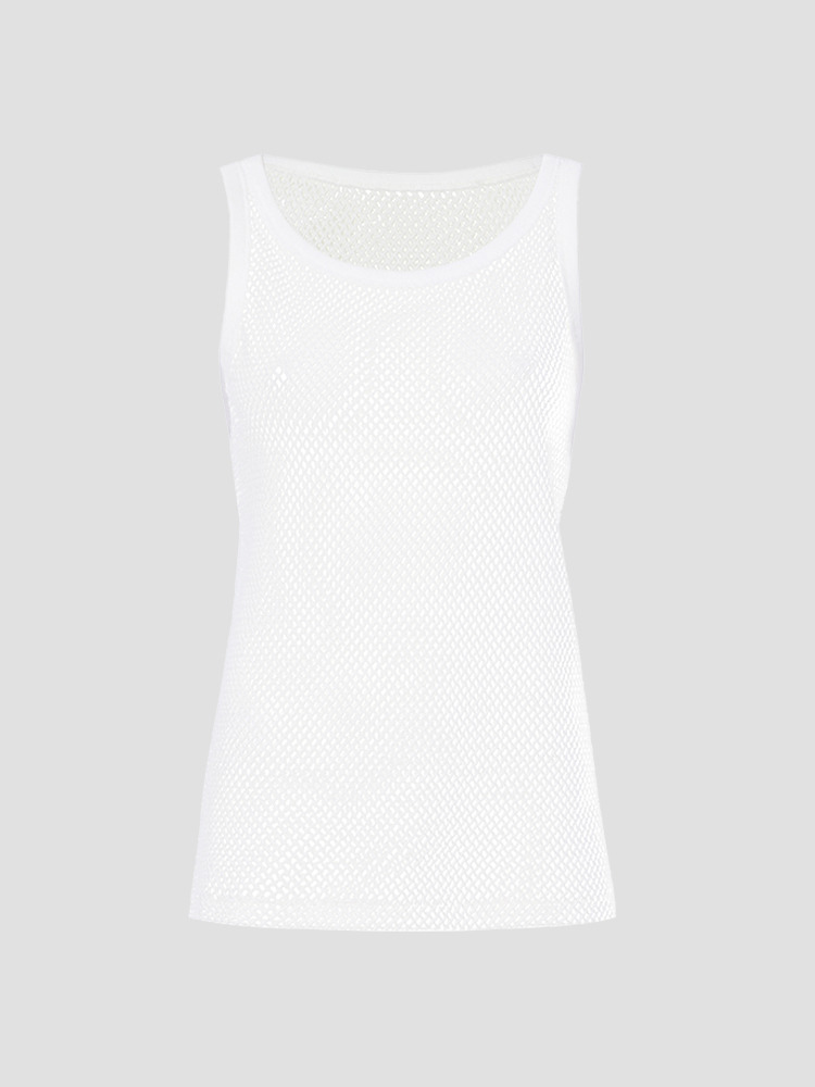 WHITE MESH KIKI TANK TOP  프로엔자 슐러 화이트 메쉬 키키 탱크 탑 - 아데쿠베