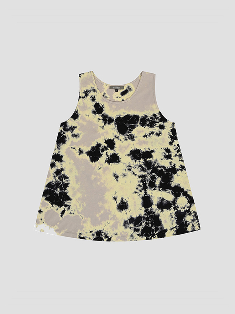 BLACK GREGE SILKY FLARE JERSEY TANK TOP  수주산 블랙 그레이지 실키 플레어 저지 탱크 탑 - 아데쿠베