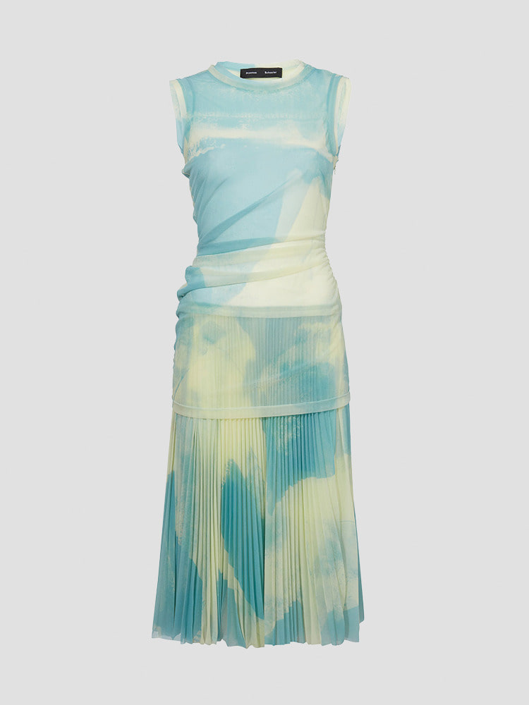 CYAN PRINTED JERSEY ZOE DRESS  프로엔자 슐러 사이언 저지 조 드레스 - 아데쿠베