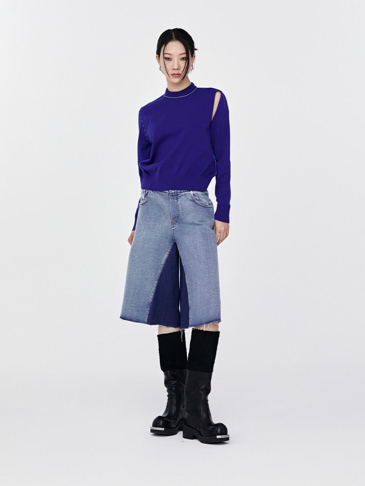 BLUE CUT OUT STITCH PULLOVER  MM6 블루 컷 아웃 스티치 풀오버 - 아데쿠베