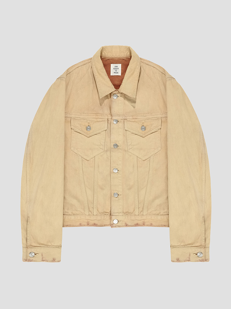 YELLOW BROWN OVERDYED TRUCKER JACKET  SOE 옐로우 브라운 오버다이 트러커 자켓 - 아데쿠베